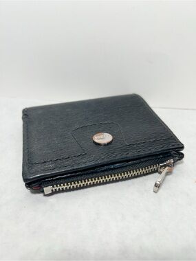 Lodis Black Textured Leather Bifold Zip Wallet RFID Protection EUC Women’s